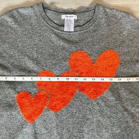 Bartolini Cashmere/Wool Blend Sweater with Orange Hearts - Picture 9 of 14